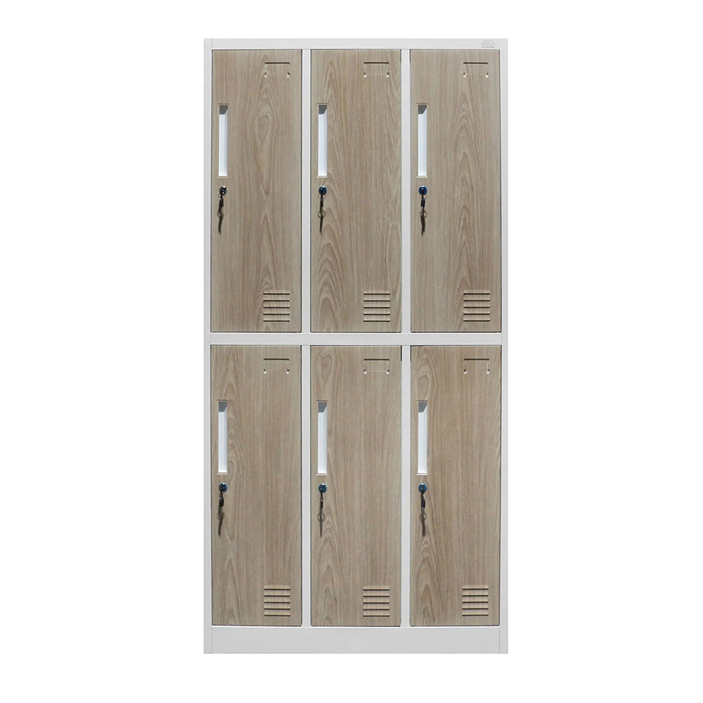 Метален гардероб 6 отделения RFG 900/450/1850 кехлибарен дъб-бяло